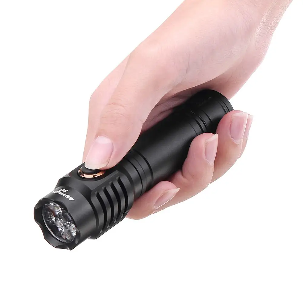 

Astrolux 2100 Lumens S43 Stepless Dimming 18350/18650 USB EDC Flashlight Torch Light Tactical Safety Hammer for Camping Portable