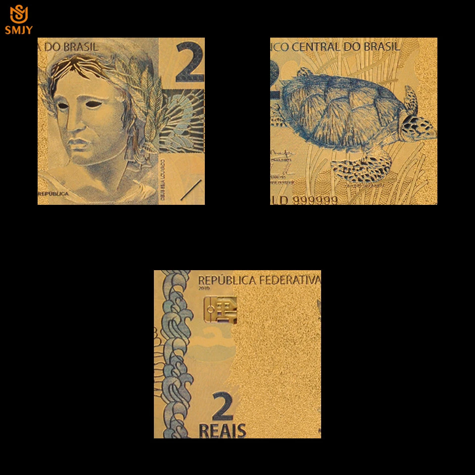 Горячая Распродажа бразильская Золотая банкнота 2 Reyal позолоченный мир сбор