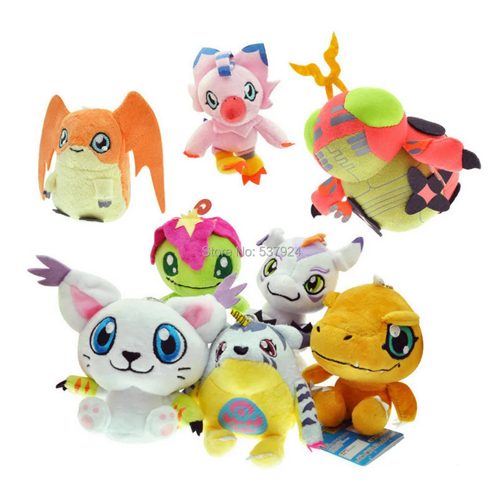 Новый 20 шт. Digimon Agumon Gabumon Gomamon Biyomon Palmon Patamon Tailmon 3 5 &quot от 9 до 14 см Брелок плюшевая