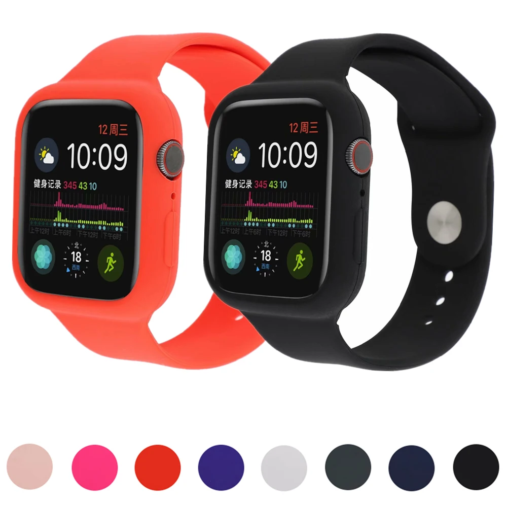 Сменный спортивный ремешок из мягкого силикона 40 мм 44 + чехол для Apple Watch Series 1 2 3 4 42