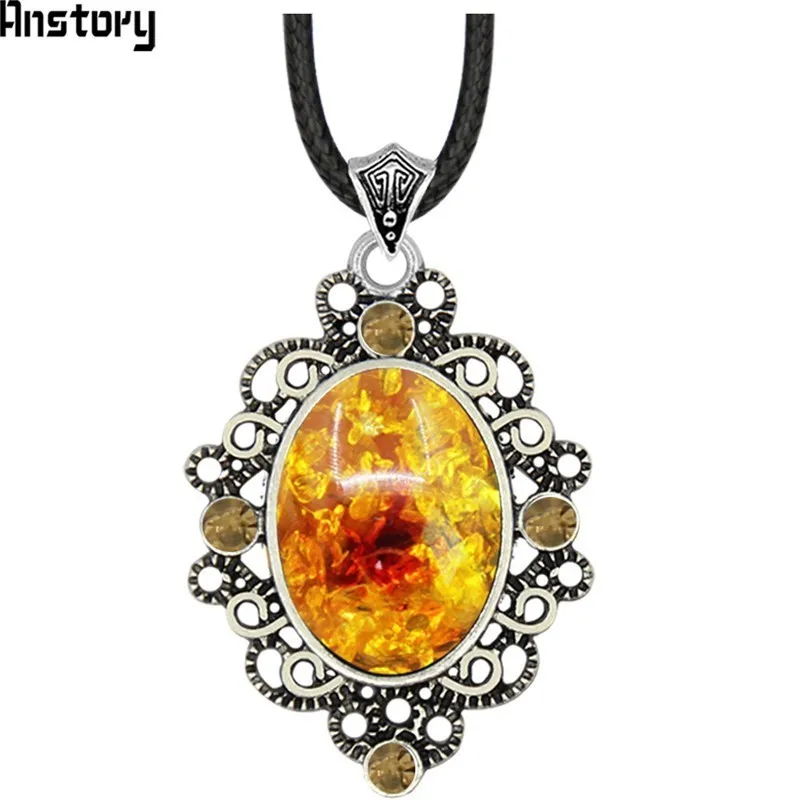 Oval Resin Crystal Vintage Jewelry Set Grown Necklace Earrings Antique Silver Plated Fashion TS465 | Украшения и аксессуары