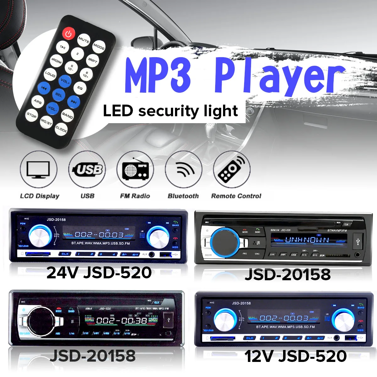 Автомагнитола 4 3 дюйма с bluetooth 24 В 1 DIN вход Aux SD USB MP3 FM радио плеер поддержка