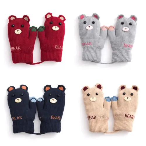 New Arrival Winter Baby Boys Girls Knitted Gloves Warm Rope Full Finger Cartoon kid Mittens for Children Toddler Kids | Детская одежда
