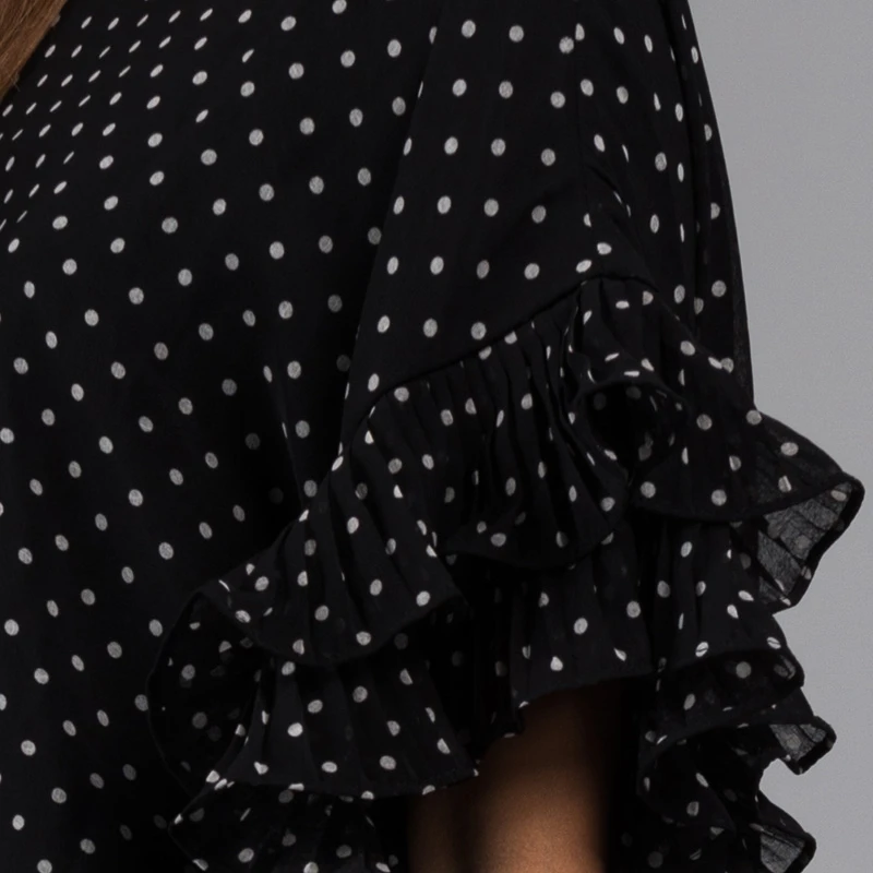 Акира для женщин горошек рюшами 3/4 рукавом Прозрачная накладка мини