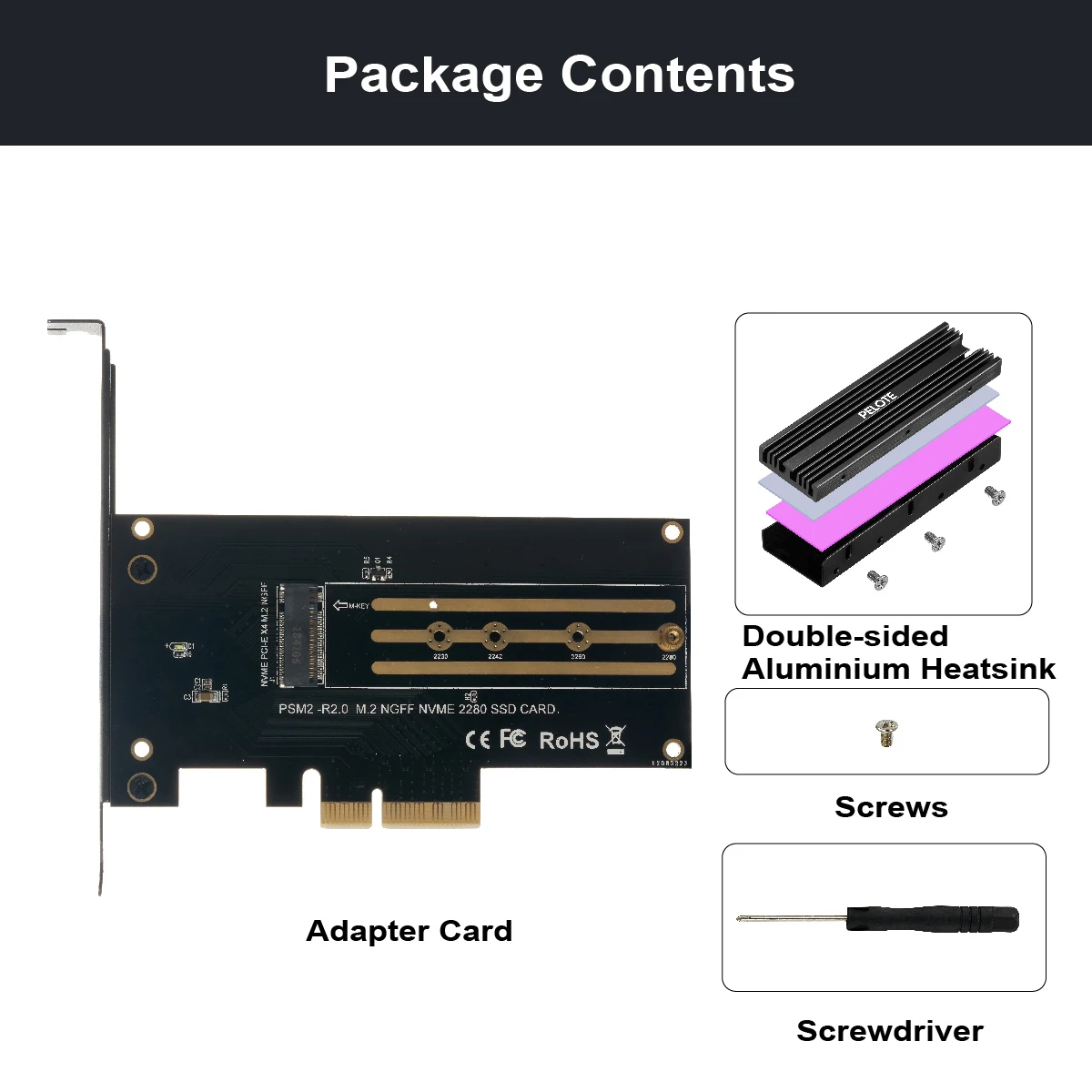M.2 PCIe NVMe SSD на 3 0x4 адаптер с алюминиевым радиатором|Платы расширения| |