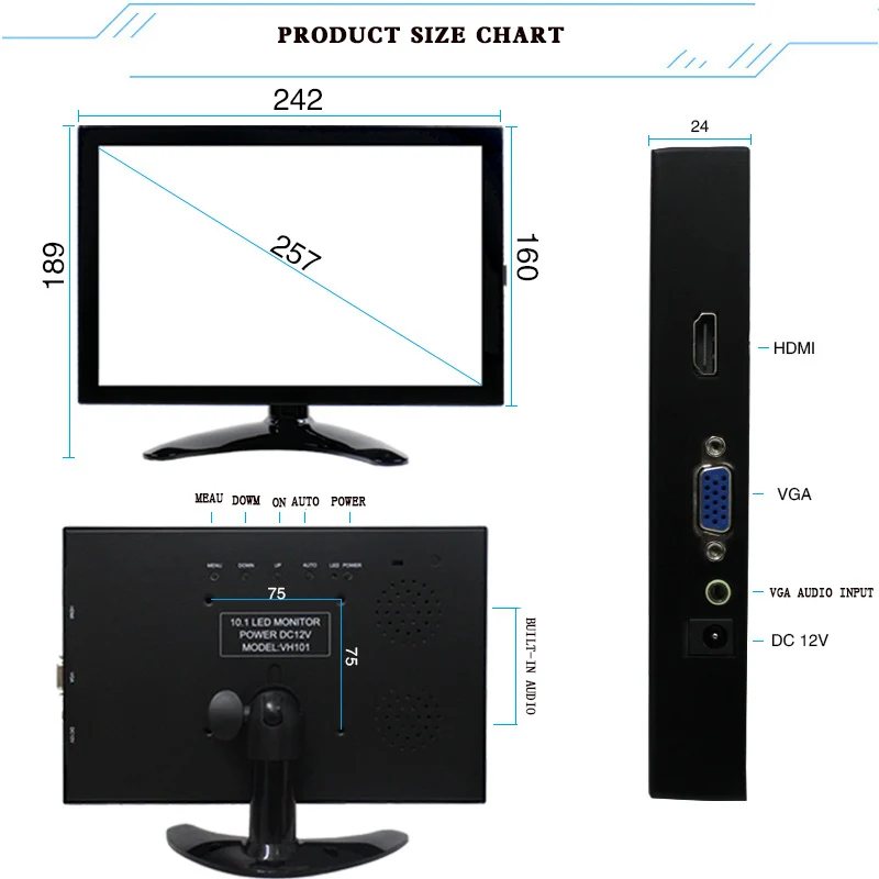 10 дюймовый ЖК монитор VGA HDMI HD компьютерный с HDR игровым экраном|Мониторы| |