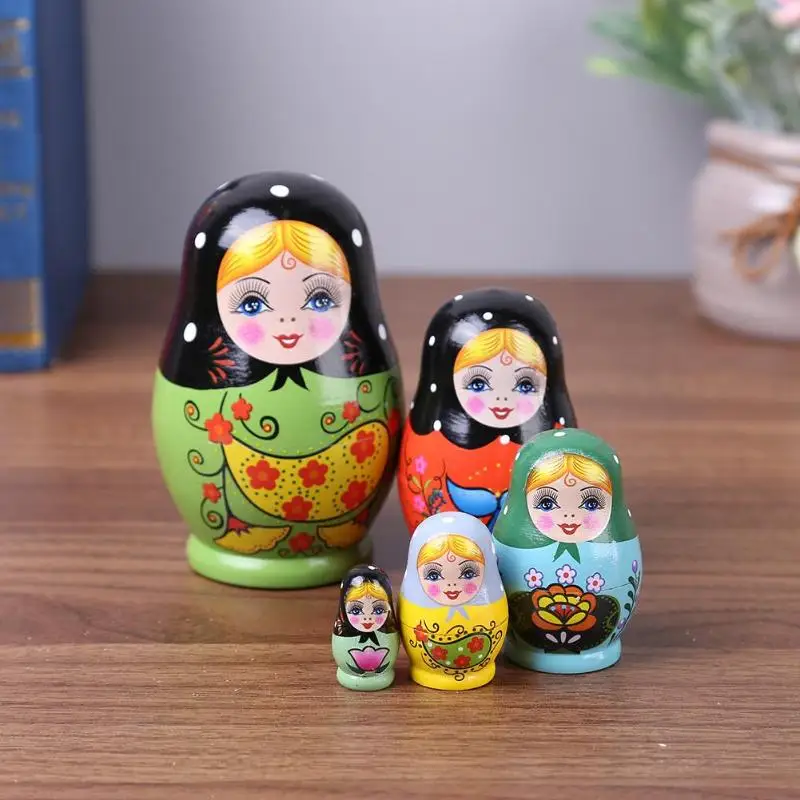 8 шт./компл. Русская Матрешка из липы куклы с медвежоньими ушками подарок русская