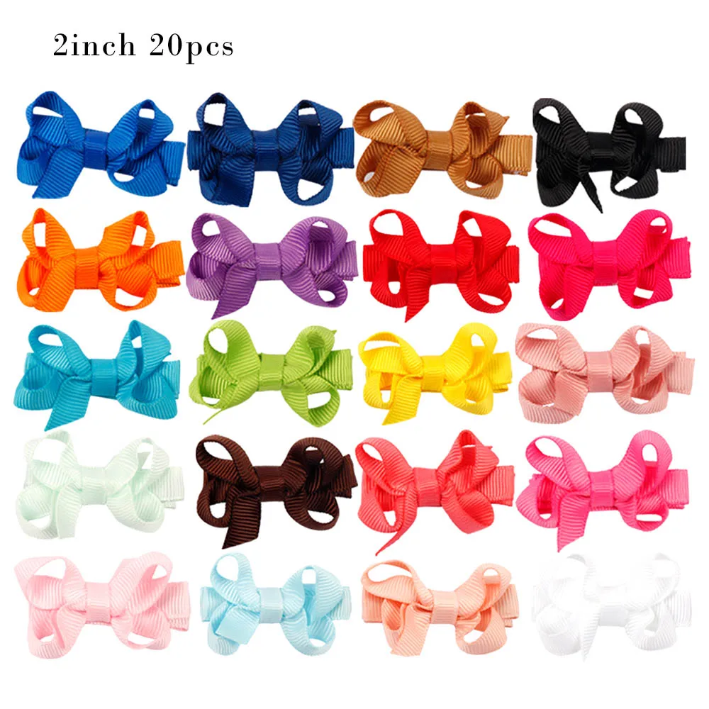 

ncmama 20 Pcs/lot Hair Accessories Hair Clips for Girls Mini Mixed Candy Color Ribbons Hair Bows Clips Hairgrips Hairclips Kids