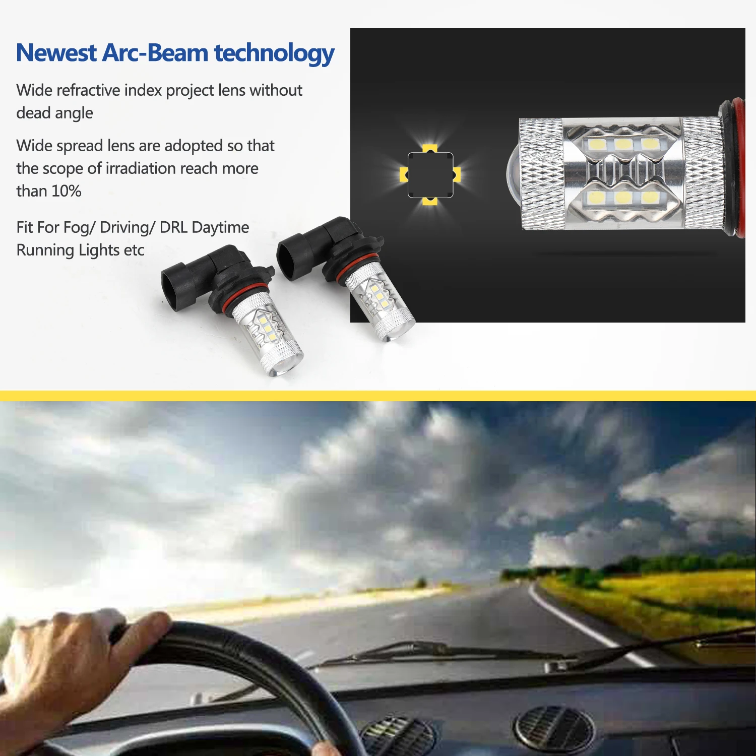 Mooreaxe 9006/HB4 9005/HB3 H8 H9 Daytime Running Light Bulb LED Fog For Car Turning Parking Bulbs 2 Piece | Автомобили и
