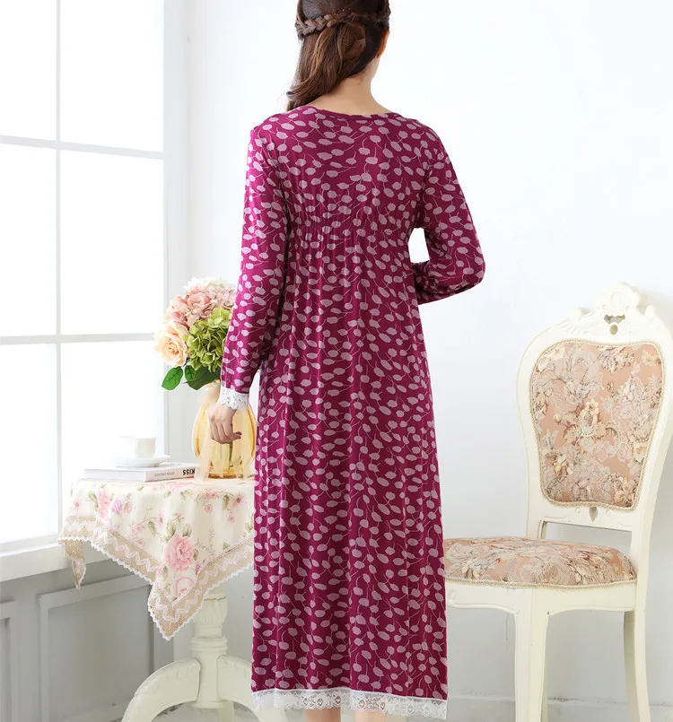 Sleepwear Cotton Modal Nightdress Women Home Wear Plus Size Princess Long Type Lace Nightgown Breathable Nightdress