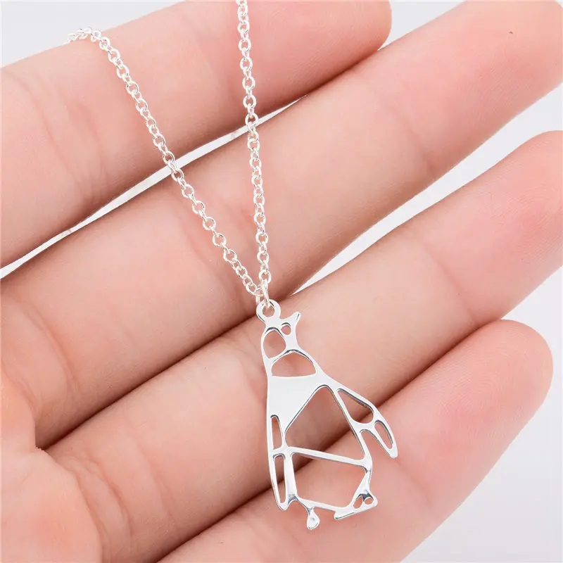 Fashion Origami Penguin Necklace Women Trendy Geometric Animal Charm Accessories Lovers Gifts | Украшения и аксессуары