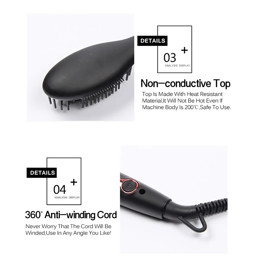 Top Sale Ufree U-309 Negative Straight Brush Tourmaline Ceramic Straightener Hair Straightening Comb Perfect Styler 110-220V U | Красота и