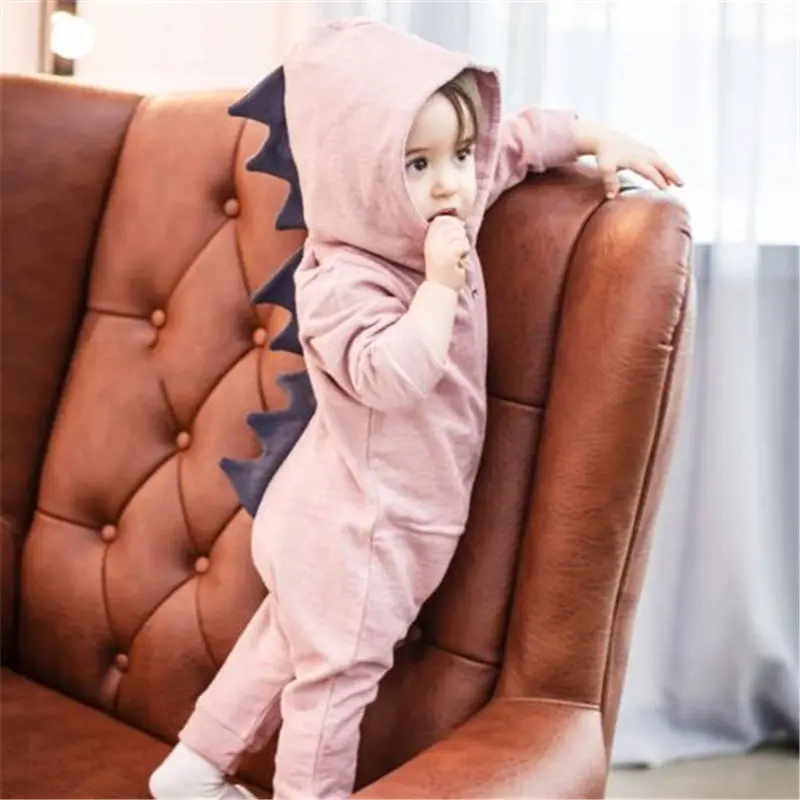 Комбинезон Emmababy детский однотонный хлопковый ромпер с 3D динозавром для