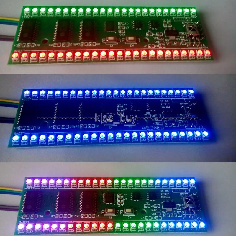 Assembled 5V RGB MCU Adjustable Display Pattern 24 LED VU Level Indicator Meter Dual Channel