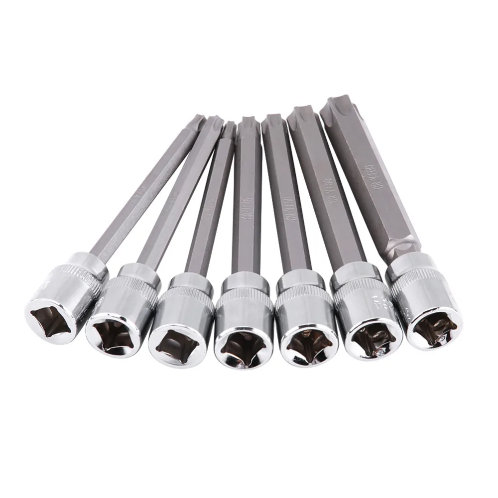 7 шт. 3/8 дюймов привод удлиненный Torx Star Bit Socket Set T25 T30 T40 T45 T50 T55 T60 хромово ванадиевая