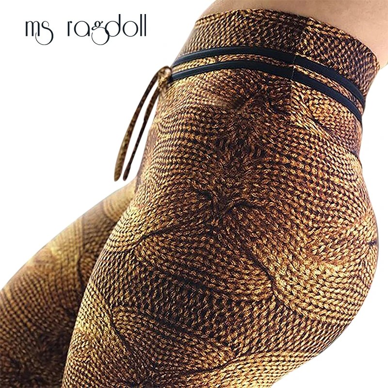 Женские леггинсы с высокой эластичностью Golde Rope сексуальные пуш ап спортивная одежда для фитнеса женские