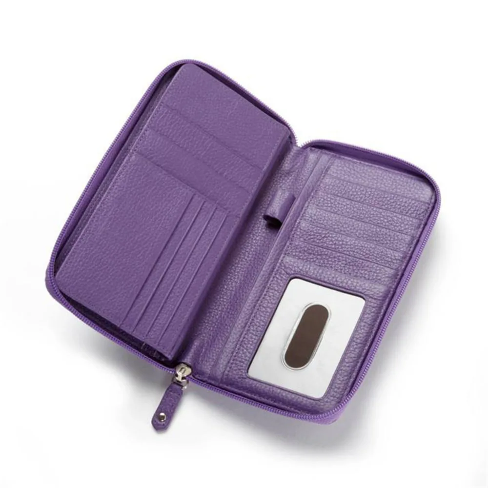 Leather Women's Men's Wallet Cover For The Passport Zipper Package Cowhide Poucht Solid Color Card Purse Holder | Багаж и сумки