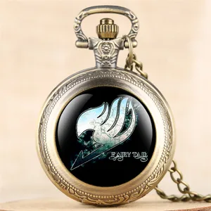 Классические Японские Аниме Фея Хвост тема кварцевые карманные часы изысканное ожерелье часы для детей мужчин женщин с цепочкой Fob