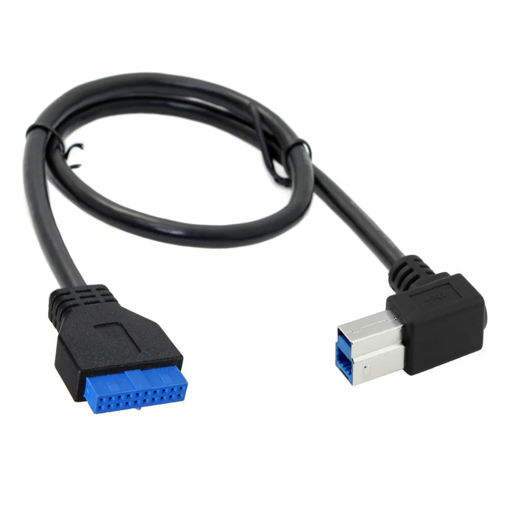 CY 50cm USB 3.0 B Type Male to Motherboard 19pin Header Cable 90 Degree Left angled | Компьютеры и офис