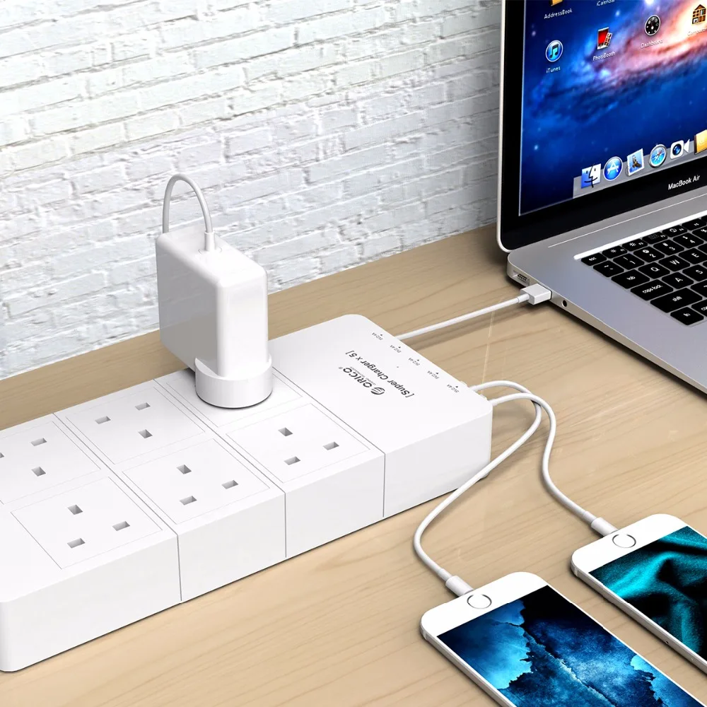 ORICO HPC 6A5U UK WH для дома и офиса штепсельная вилка Великобритании usb адаптер