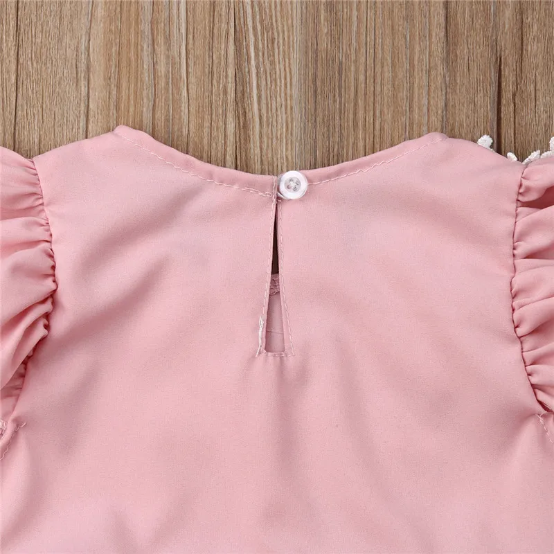 0-18 Months Baby Girls Rompers Solid Pink Sleeveless Embroidery Clothes Kids Newborn Set Birthday Gifts | Детская одежда и обувь