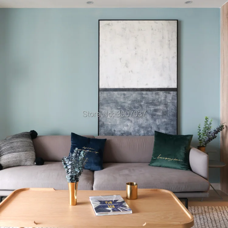 Современная Абстрактная голубая масляная живопись с случайным накоплением пола