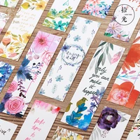 30pcs beautiful flowers bookmarks kawaii message cards book notes paper page holder for books school office supplies stationery