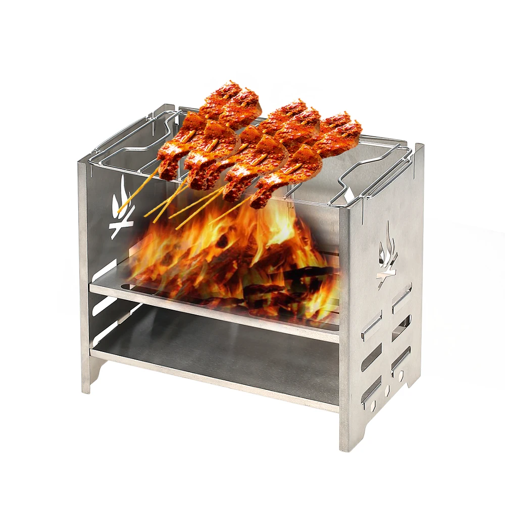 Складной дровяной Открытый Кемпинг плита многофункциональная нержавеющая сталь