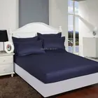 Простыня хлопковая атласная в полоску, наматрасник с резинкой для дома, гостиницы, однотонная, однотонная, для двуспальной кровати