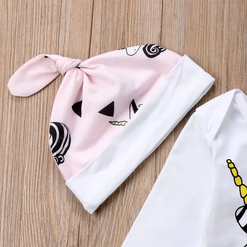 Pudcoco костюмы для девочек 4 шт. Единорог наряды новорожденных комбинезон брюки