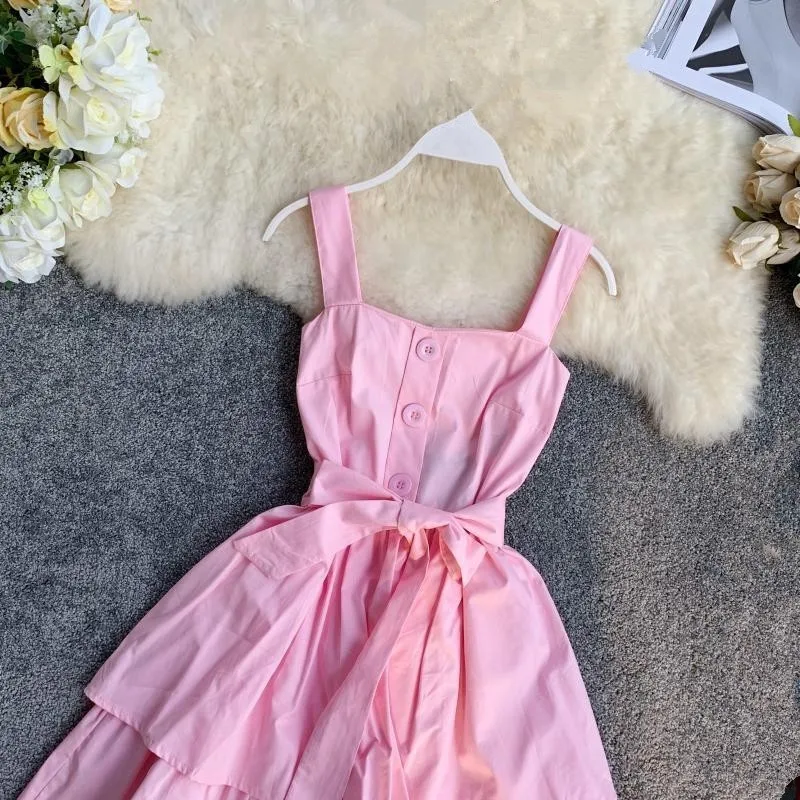 Летнее платье в Корейском стиле с оборками и бантом праздничное поясом Vestidos Mujer M L