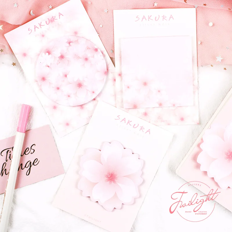 4 шт. w28 Sakura Cherry Sticky Notecard Notepaper BZNVN креативный для детей лейбл Закладка|Блокноты| |