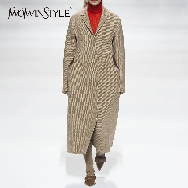 TWOTWINSTYLE осень зима Полосатое пальто женские куртки для женщин с длинным рукавом