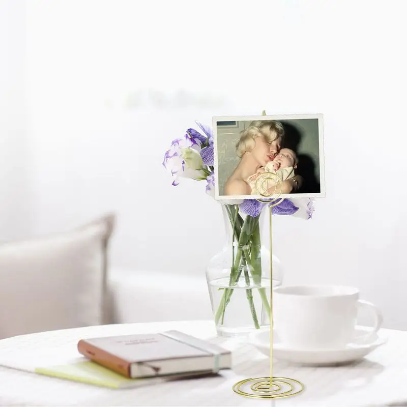 10pcs 8.6 Inch Tall Place Card Holder Table Number Stands with Heart Shap Photo Memo Cli | Канцтовары для офиса и дома