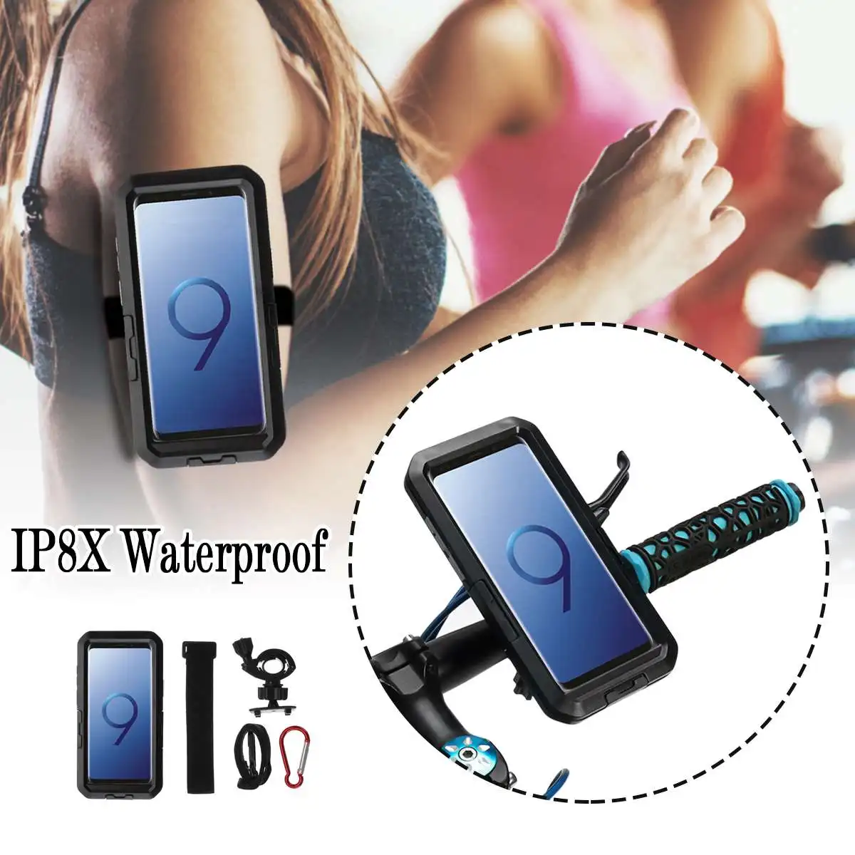 Universal Bicycle Phone Holder Case IPX8 Waterproof Motorcycle Handlebar Clip Stand For Samsung S8/S9 Plus Shell Cover | Спорт и