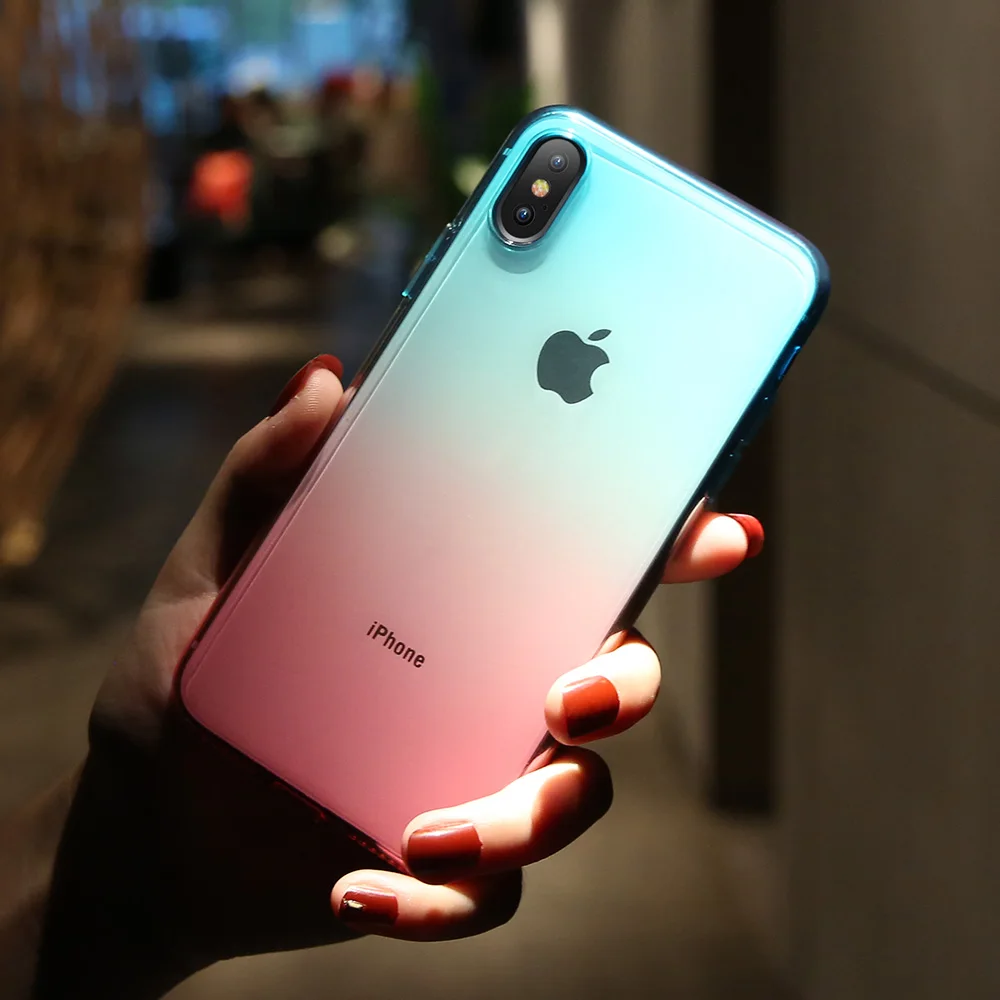 Чехол-накладка KISSCASE для iPhone 5-11 Plus/Pro/Max градиент цвета в ассортименте | Мобильные