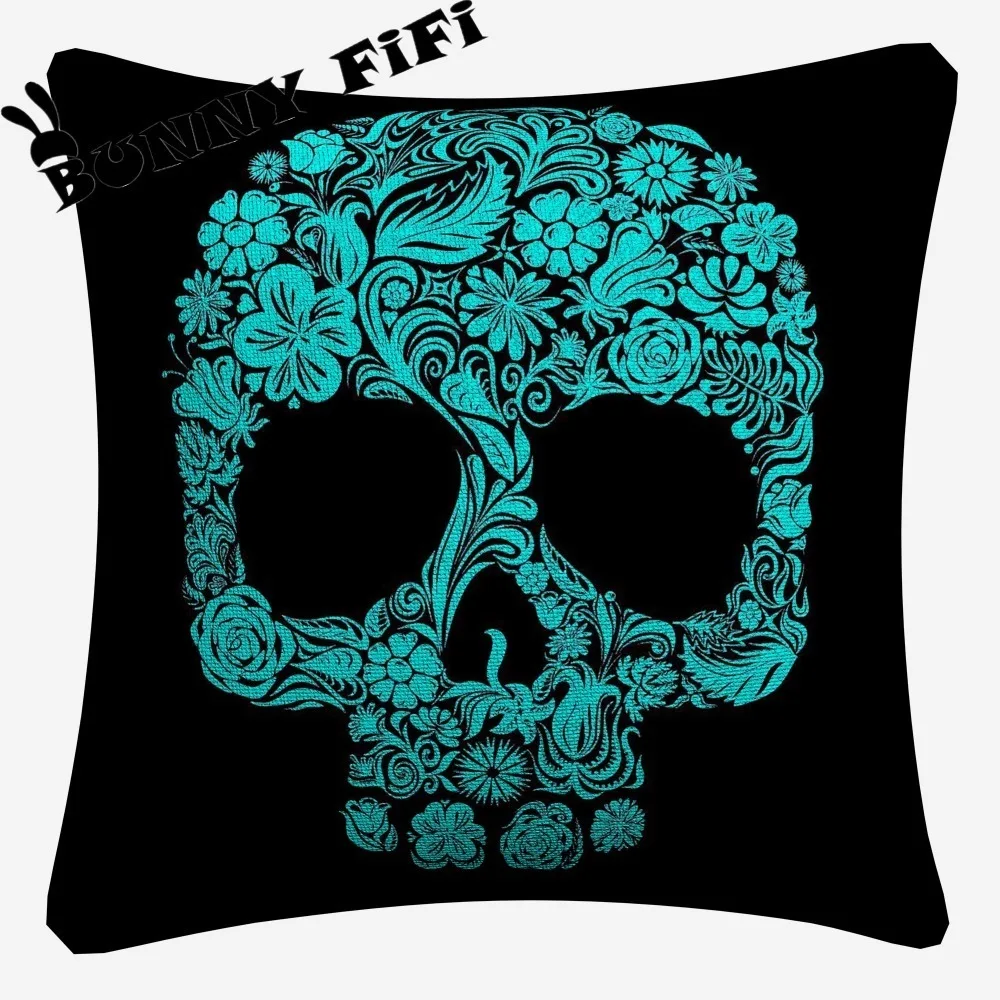 Skull Flower Abstract Cushion Covers DIY Decorative Square Throw Pillow Cover Chair Sofa Seat Car Cotton Linen Pillowcase Soft | Дом и сад