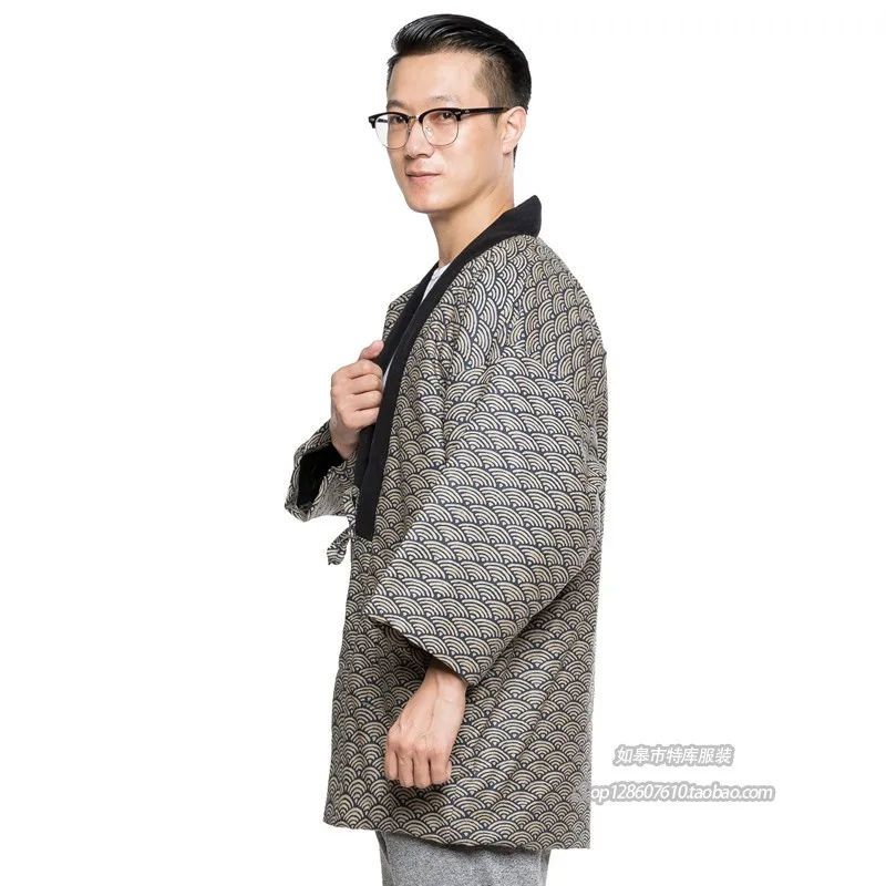 Winter loose Haori Coat Mens Thick Kimono Jacket Japan Traditional Warm Wadded Cotton Outwear Thicken Windbreaker A9088 | Тематическая