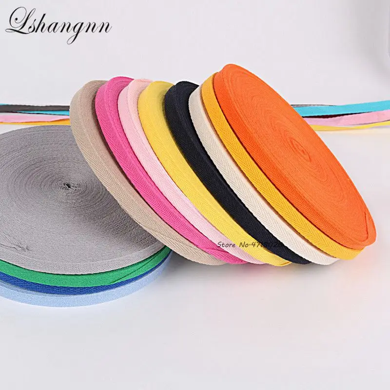 

Lshangnn 10mm 45yards 100% Cotton Belt Herringbone Tape Package Cotton Ribbon 26 Colours For Handmade Diy Cloth Accessories