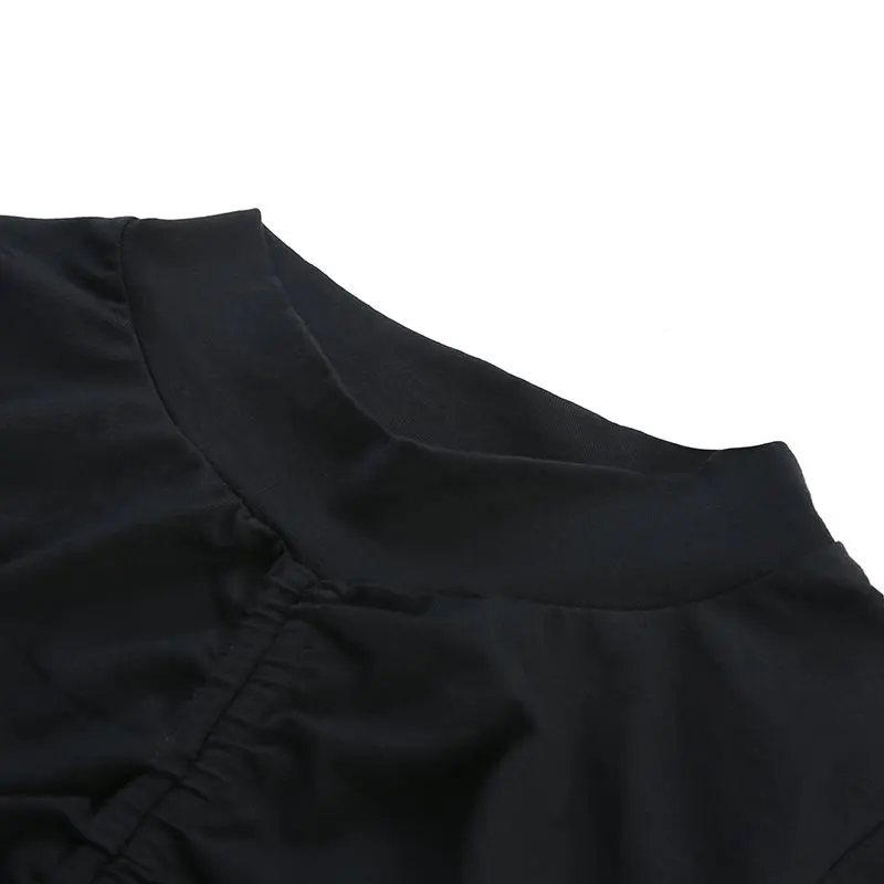 Летняя футболка женская 2019 Сексуальная черная Повседневная короткий топ для