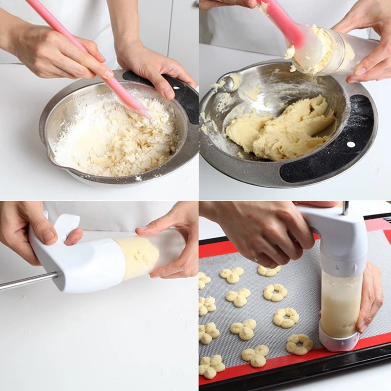 Baking Tools Hand Pressed Cookie Machine Extrusion Picking Flower 12 Piece 6 Cream Decorating Mou | Дом и сад
