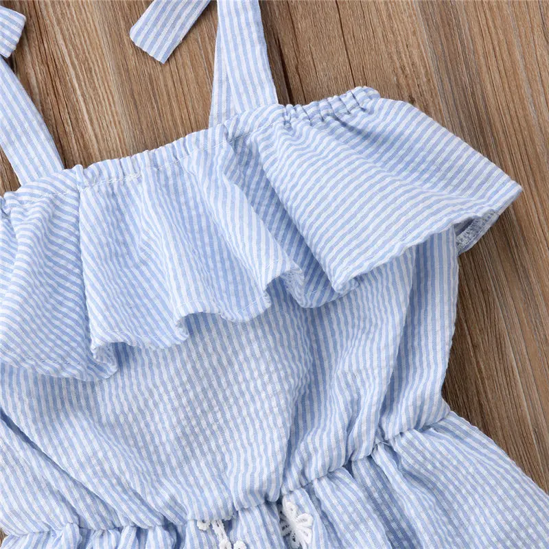 2019 Комбинезон для маленьких девочек летняя одежда детей кружевной комбинезон в