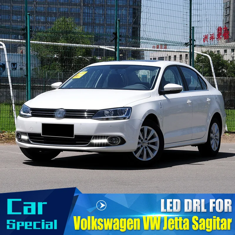 

Бесплатная доставка, для 2012 Volkswagen VW Jetta Sagitar светодиодный DRL Дневной светильник с объектив проектора, без тумана отверстие лампы