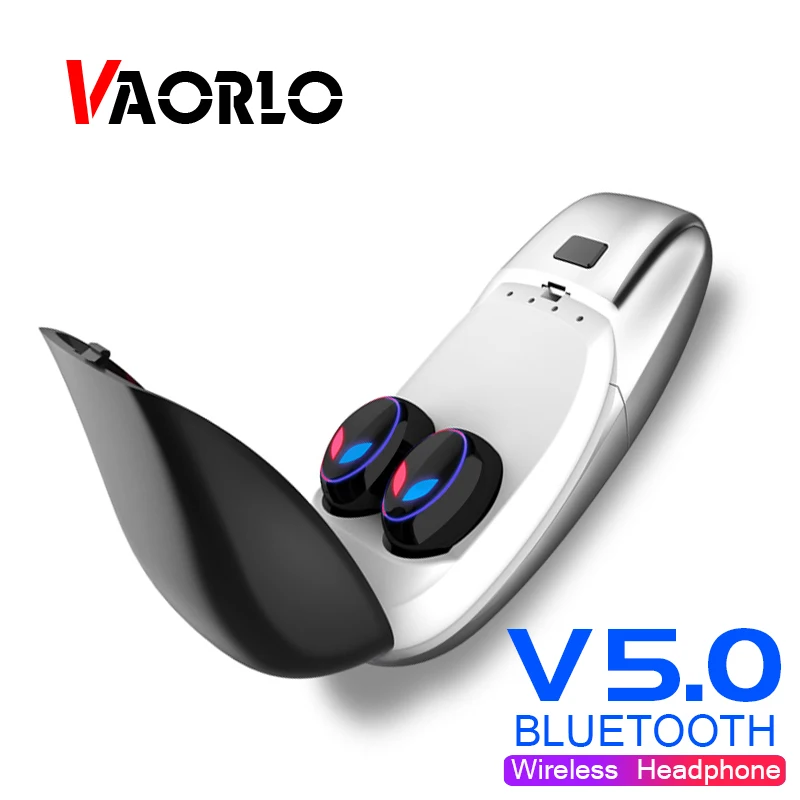 VAORLO Bluetooth наушники V5.0 HiFi 6D стерео спортивные TWS настоящие беспроводные наушники гарнитура бинауральные звонки наушники дыхательный светильник