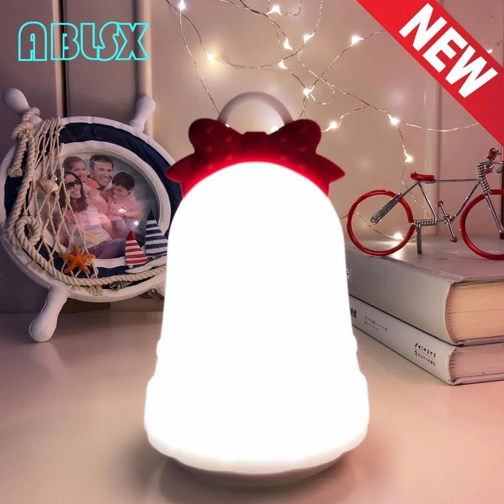 Ночник Санта Клауса для детской комнаты спальни LED 3D Рождественский колокольчик