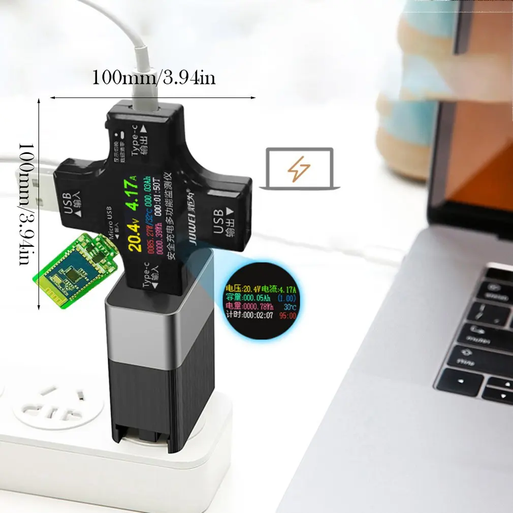 Цветной тестер для экрана USB амперметр напряжения type C PD измеритель ваттметр Bluetooth