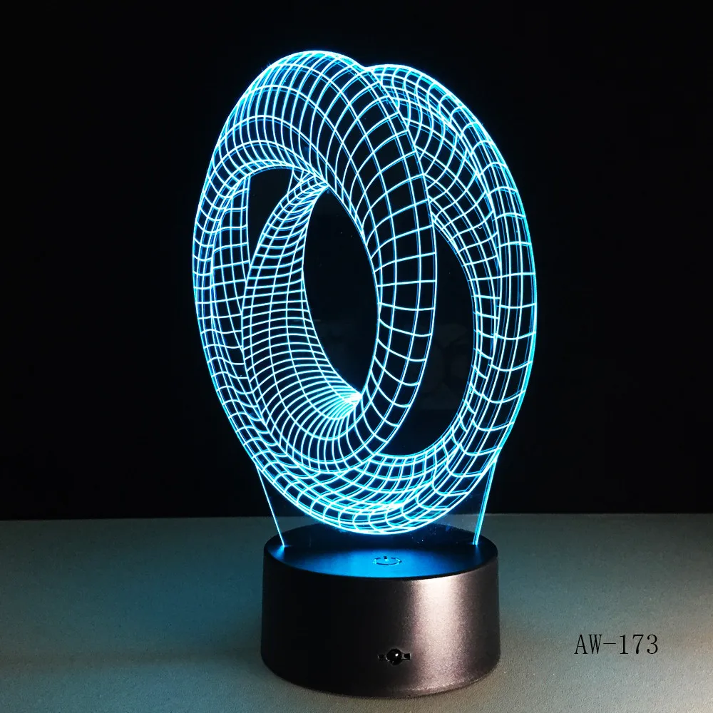 Ночная лампа с абстрактной 3D графикой 7 цветов сенсорная изменяющаяся акриловая