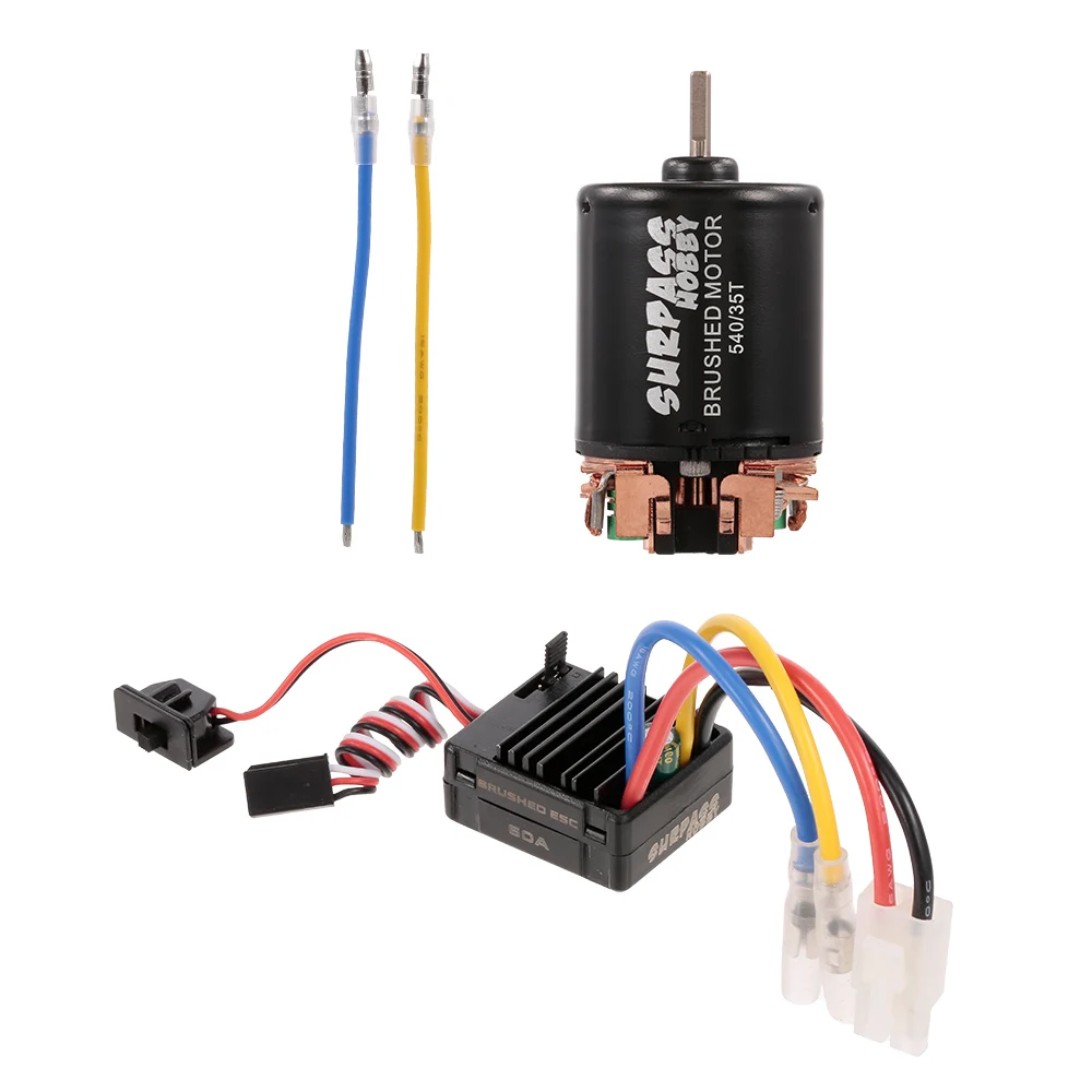 Мотор с щеткой Moteur 540 550 13T 21T 27T 35T 45T 55T 80T 60A ESC BEC для радиоуправляемого автомобиля