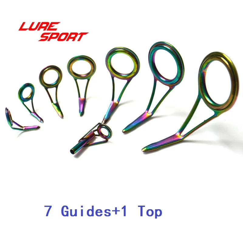 LureSport Guide and Top set YOG multicolor ring multicolor frame Rod Building Component guide Fishing Pole Repair DIY Accessory enlarge