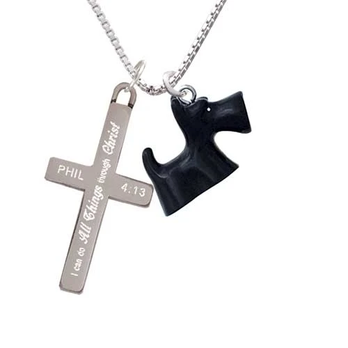 Смола черный шотландский терьер я могу сделать все вещи крест ожерелье|Подвески|